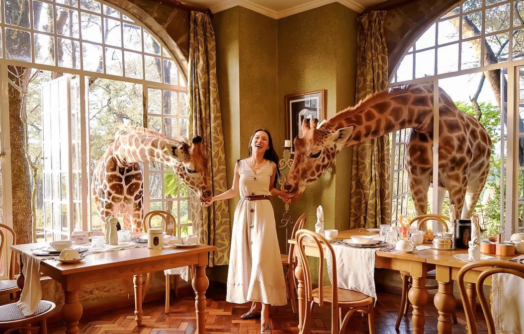 رستوران های عجیب دنیا - Giraffe Manor
