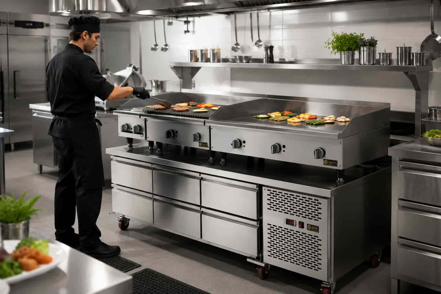 Comparison table of the Guard Steel industrial grill versus products available on the market. جدول مقایسه دستگاه گریل صنعتی گارد استیل با محصولات موجود در بازار