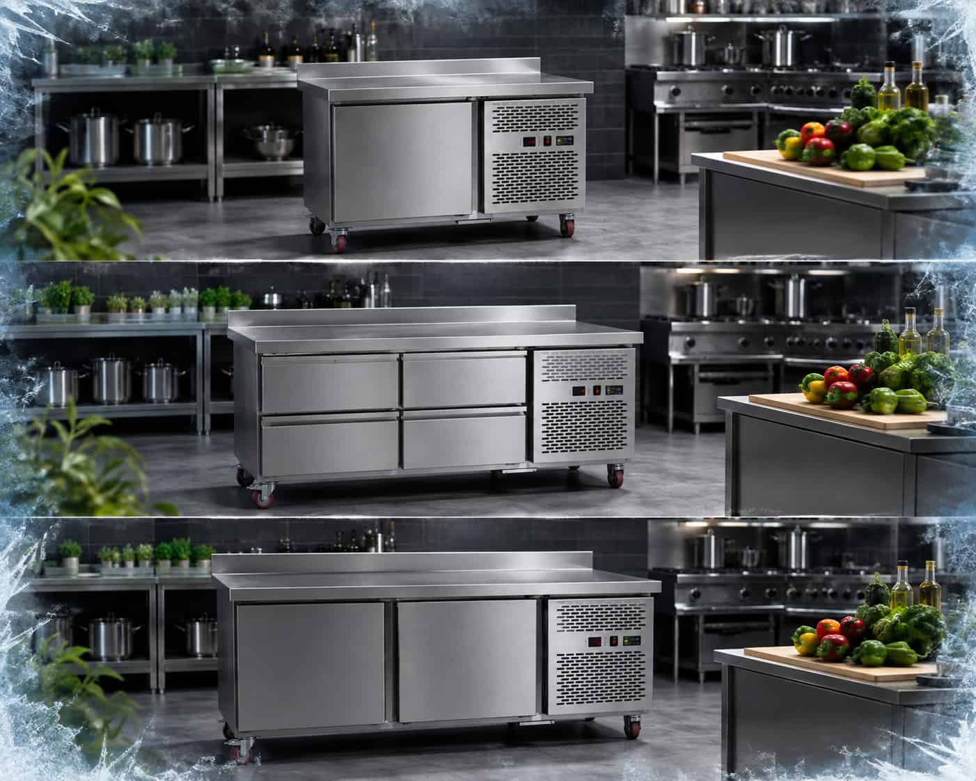 Refrigerated work table a combination of refrigerated storage and a work surface یخچال میز کاری؛ ترکیب فضای سرمایشی و سطح کار