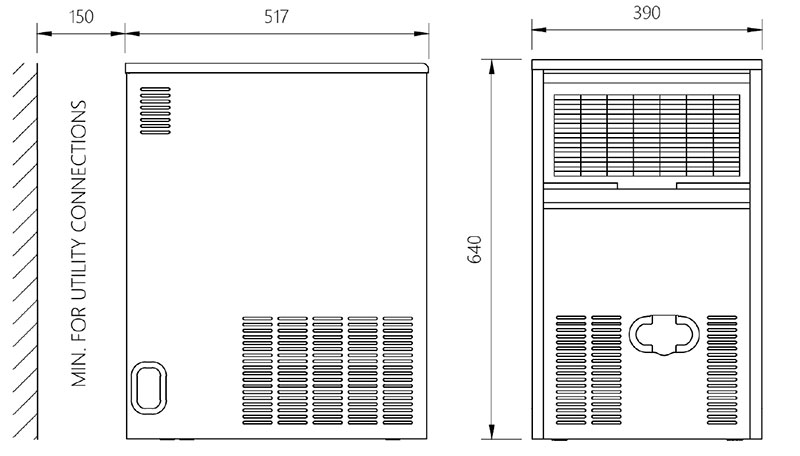 نمودار ابعاد و طراحی Scotsman BH2508 زاویه جلو و کنار نمودار ابعاد و طراحی Scotsman BH2508 زاویه جلو و کنار