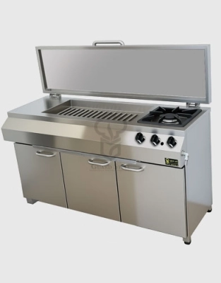 اجاق گاز صنعتی ترکیبی تک شعله گارد استیل مدل ویلایی